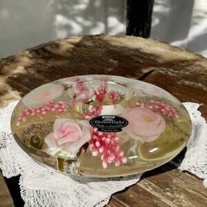 Gilde TraumLicht Dreamlight Pink & Gold Floral Tealight Candle Holder Germany